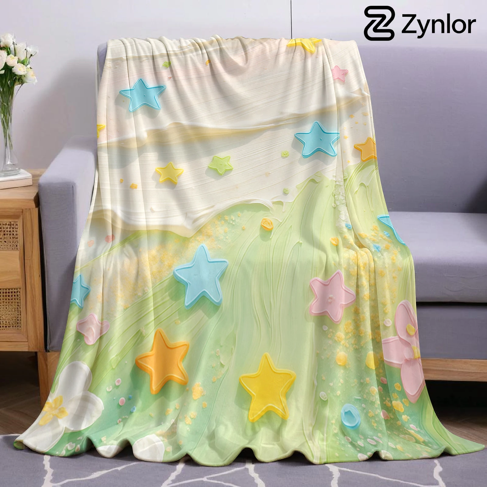 Cream Star Texture Ultra Soft Sherpa Fleece Blanket Fluffy Warm Halloween Cozy Throw for Sofa Couch Bedroom Gift All season