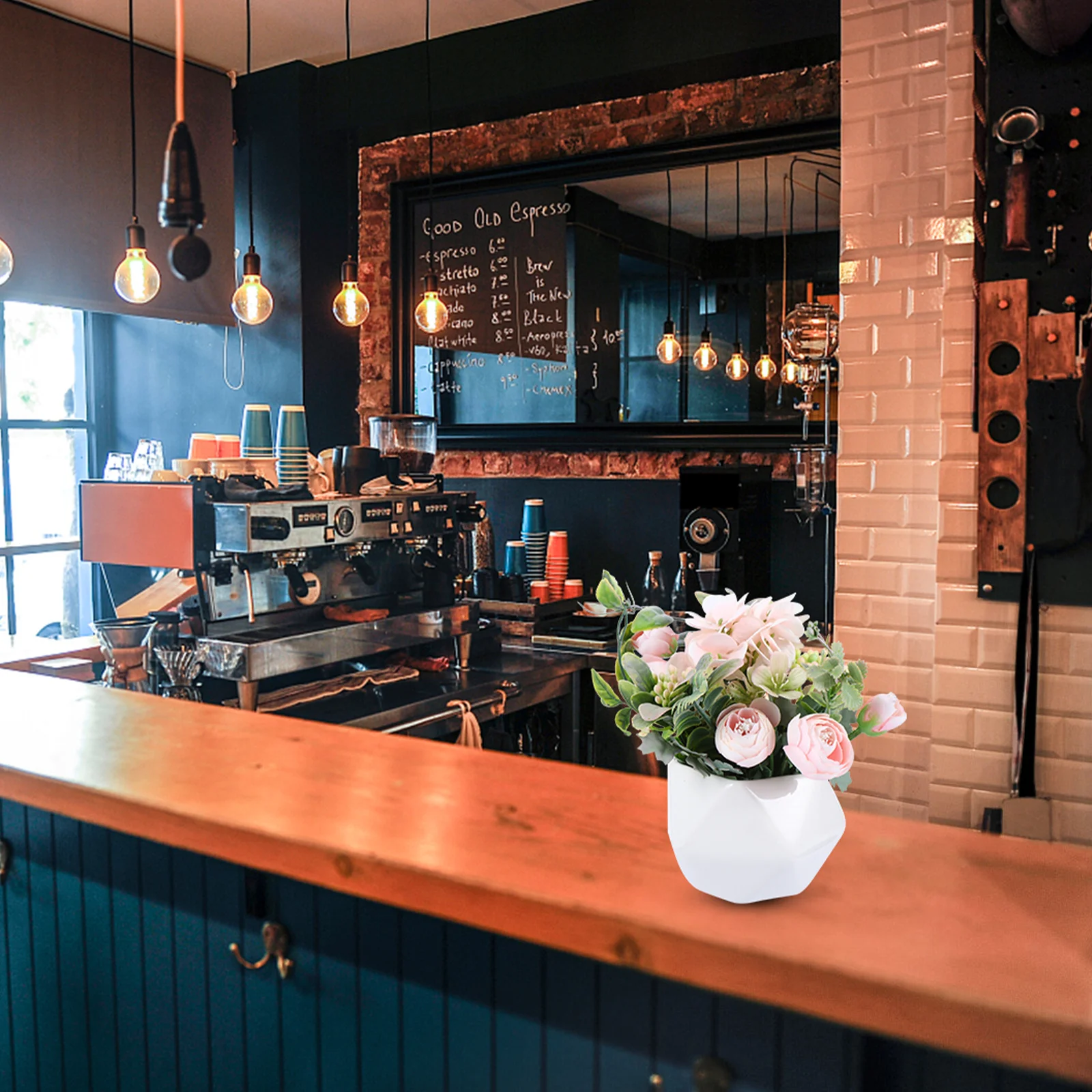 

1Pcs Artificial Hydrangea Bonsai Simulation Flower Decorative Ceramic Pot Home Decor Office Table Display Long Lasting