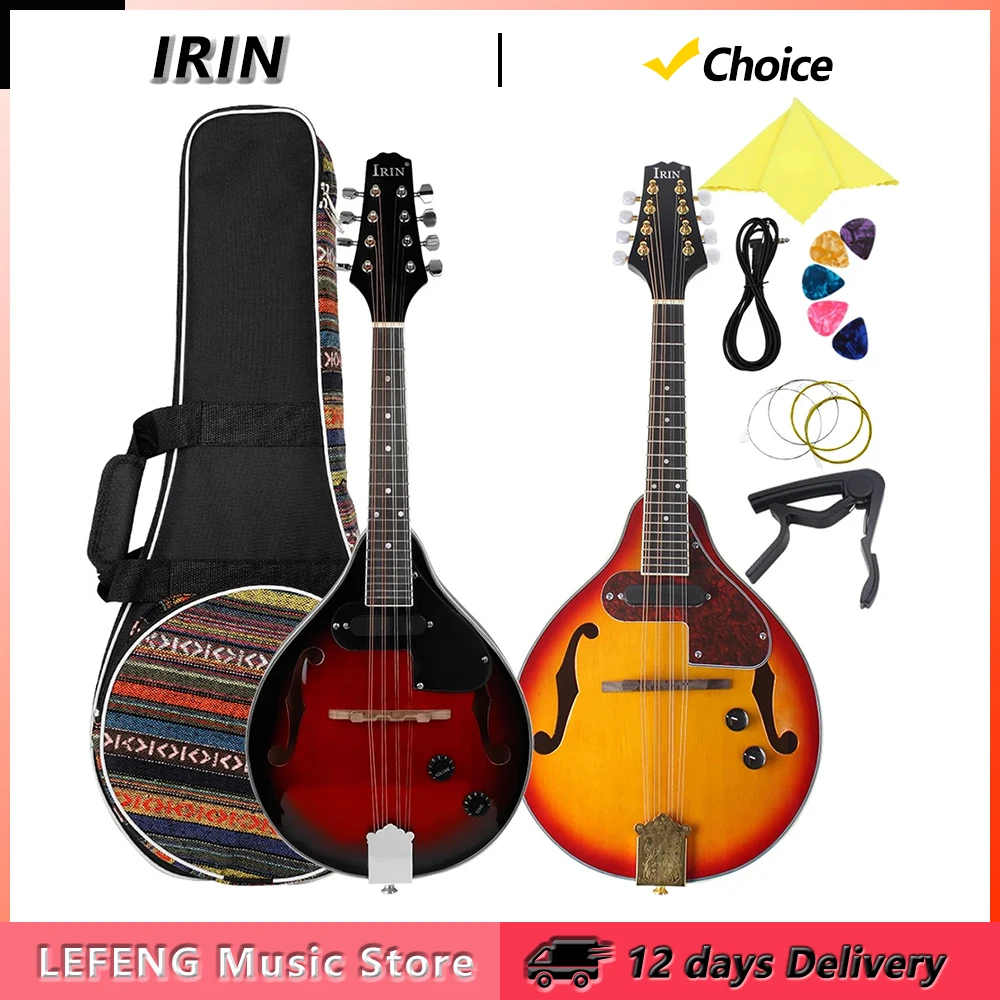 

IRIN 8-струнная гитара-мандолина, стильная накладка из палисандра, электрическая гитара-мандолина с сумкой, каподастр, детали и аксессуары для гитары