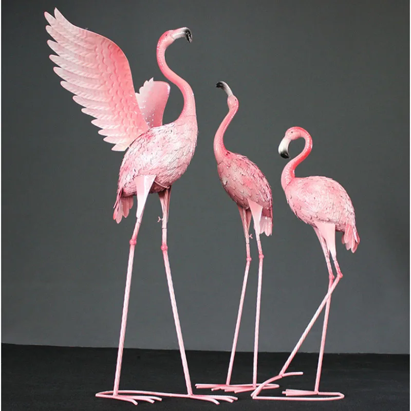 Gardening Large Flamingo Statues Decoration Iron Art Creative Outdoor Garden Holiday Cottage Country House Ornaments Customized