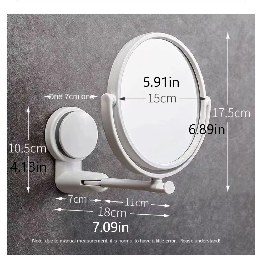 Punch-free Double Side Magnifying Makeup Mirror 3X Magnifying Rotatable Dressing Table Mirror White Foldable Vanity Mirror Women