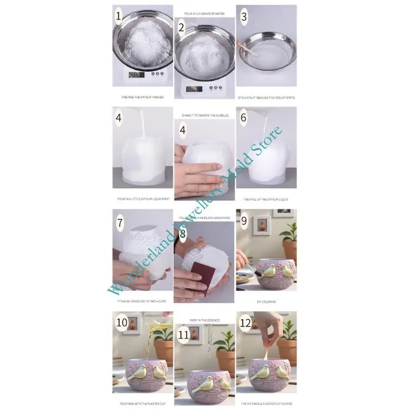 قالب سيليكون بنمط الطيور H7EB لصناعة مجوهرات الراتنج والمزارع الفريد