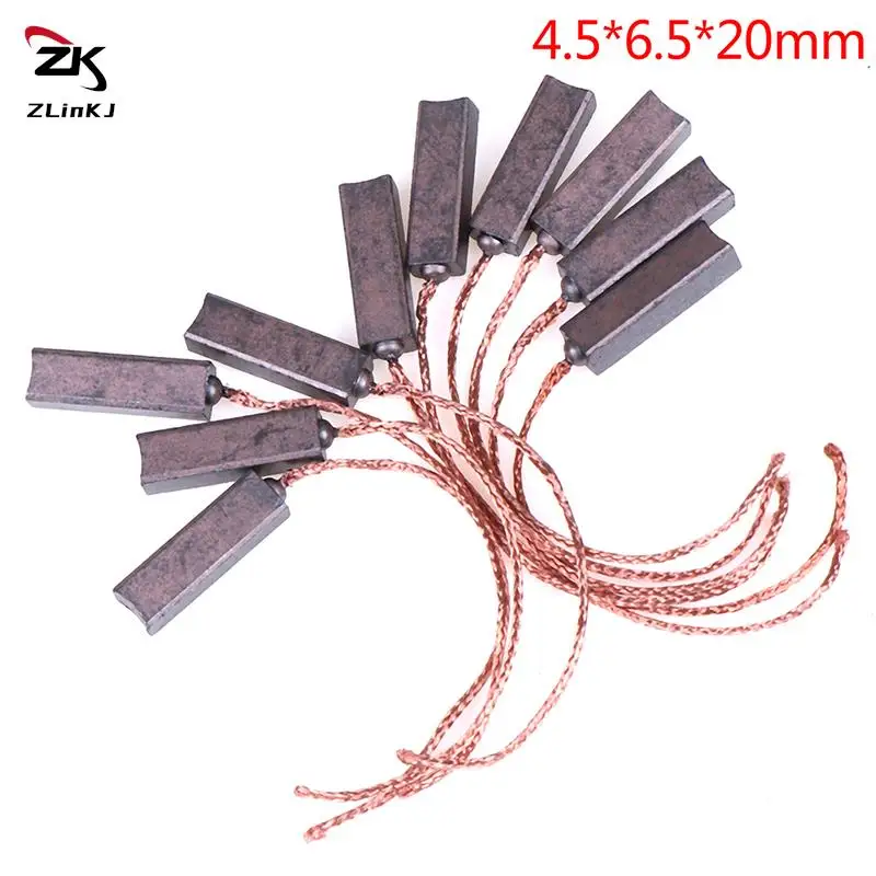 10Pcs 4.5* 6.5 *20mm Motor Carbon Brushes Regulator Carbon Brush Carbon & copper Wholesale