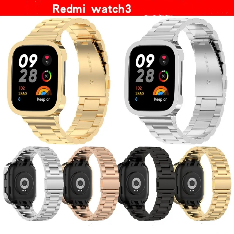 

316L Stainless Steel Watch Strap+Metal Frame for Redmi watch 3 Replacement Metal Watchband Bracelet Accessories with Tool