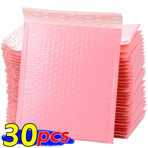 30/20/10pcs Black/Pink Bubble Envelope Self Seal Padded Bubble Mailers Waterproof Shipping Packages for Jewelry Makeup Supplies