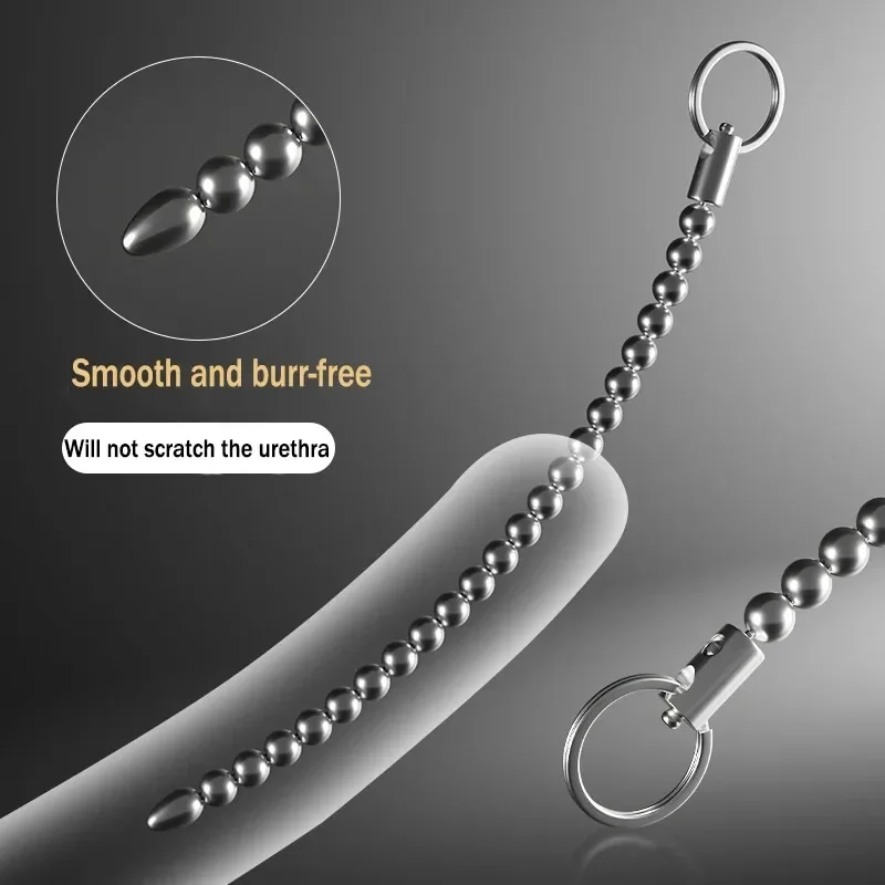 Super Long Stainless Steel Beaded Urethral Sound Dilators Penis Plug Insert Stimulation Horse Eye Stick Adult Sex Toys for Men