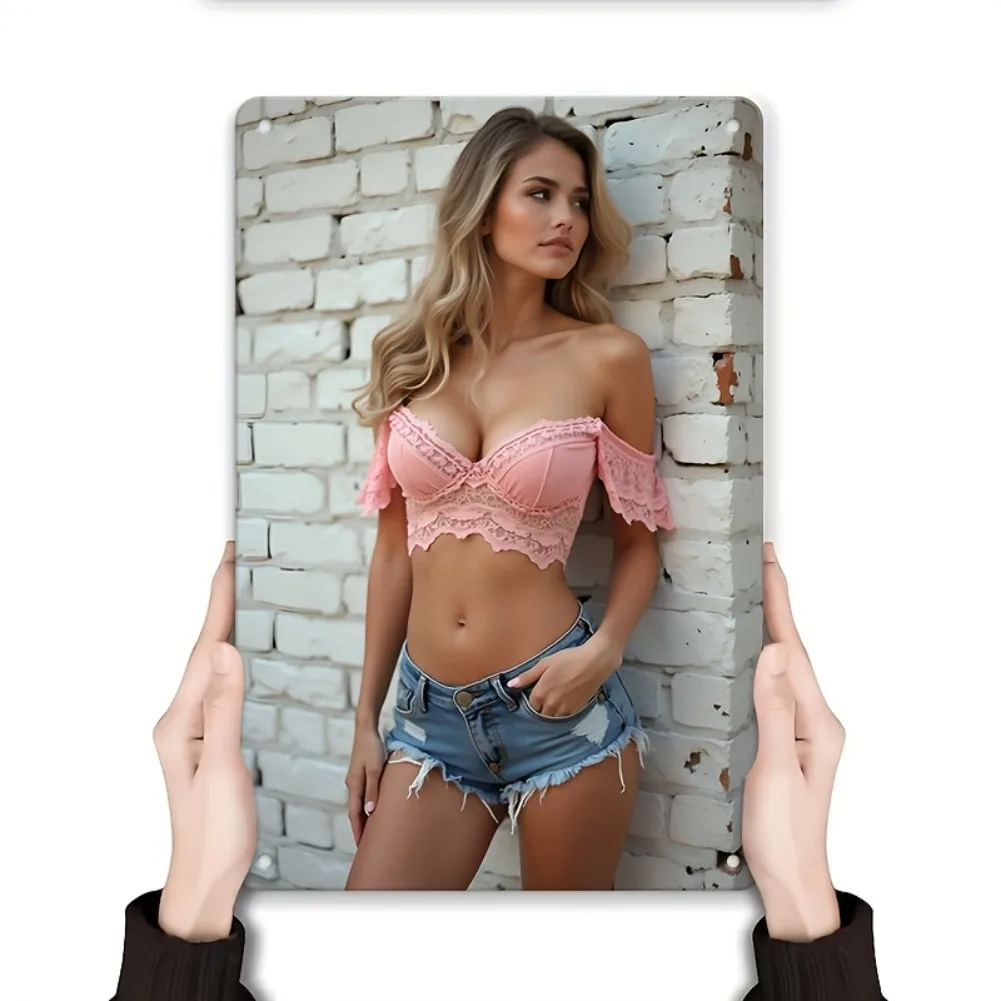Tin Sign - Vintage Durable Metal Plaque Wall Decor, Home Office Bar Man Cave Pin Up Girl Portrait Wall Art