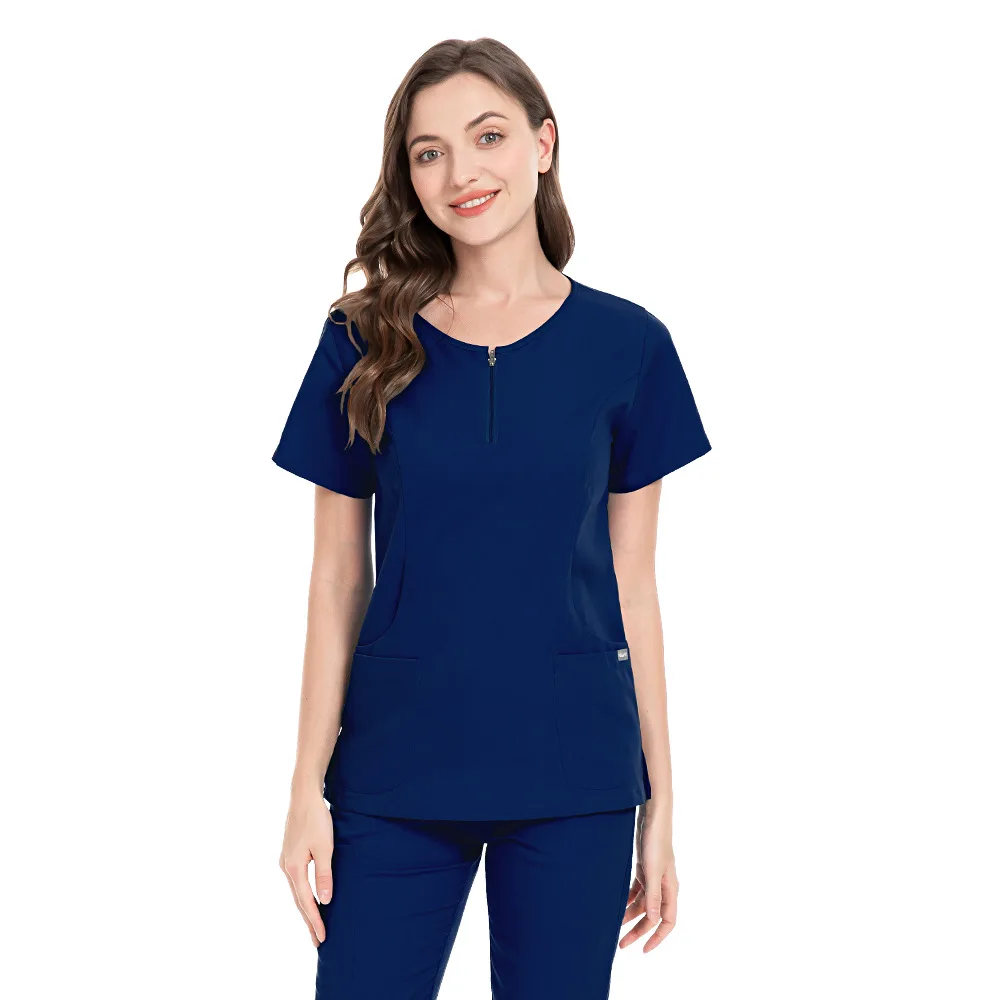 Slim Fit Medische Unforms Artsen Verpleegkundigen Workwear Kleding Mannen Vrouwen Scrubs Set Tops En Broek Dental Clinic Lab Werk Overalls