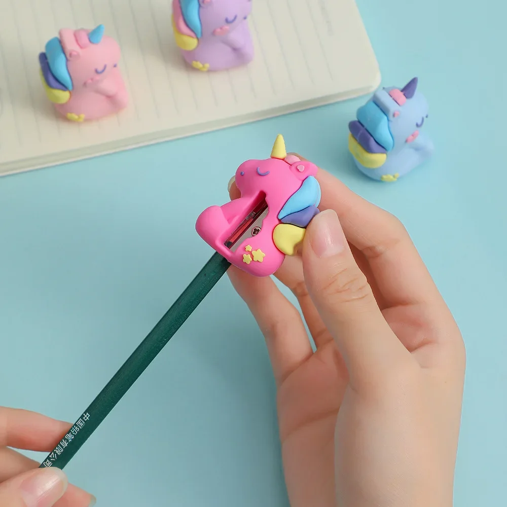 Rautan pensil bentuk kartun Unicorn anak-anak, rautan pensil pelajar, perlengkapan alat tulis sekolah Kawaii