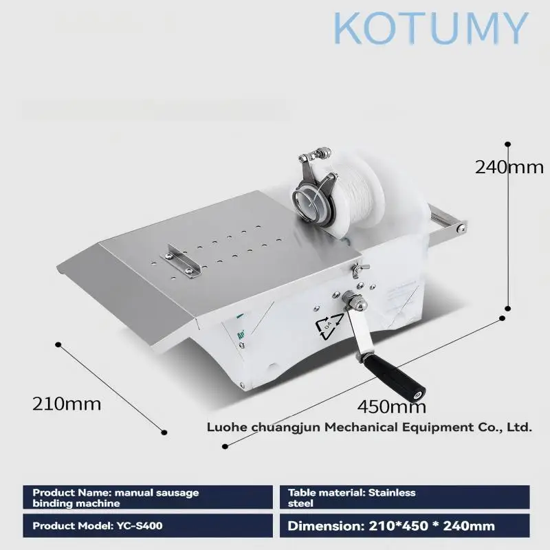 Manual Sausage Tying Machine Stainless Steel Hand Crank Sausage Knot Binding Equipment