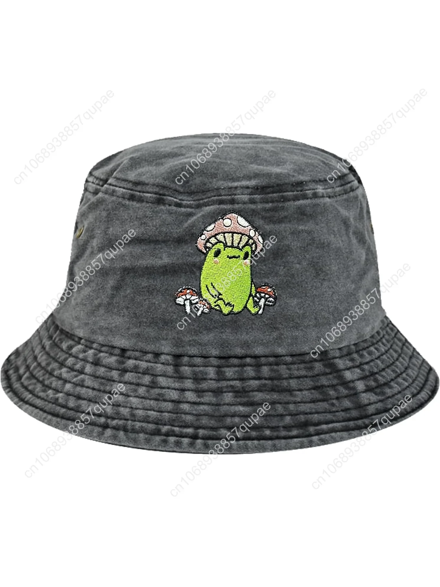 

Embroidered Frog with Mushroom Bucket Hat for Women Men