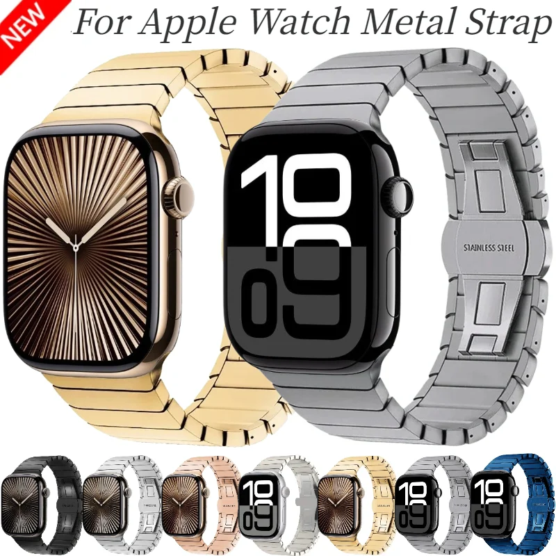 

Metal Stainless steel Strap For Apple Watch Band Ultra/2 49mm 10 42/46mm Bracelet iWatch 9 8 7 6 5 4 SE 45mm 41mm 44mm 40mm 42mm