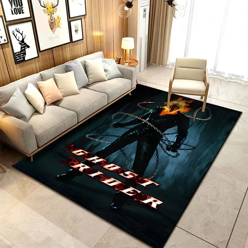 15 Size Hellfire G-Ghost Rider Pattern Rug Bedroom Living Room Bathroom Mat Creative Door Mat Man Cave Rugs Living Room Area Rug