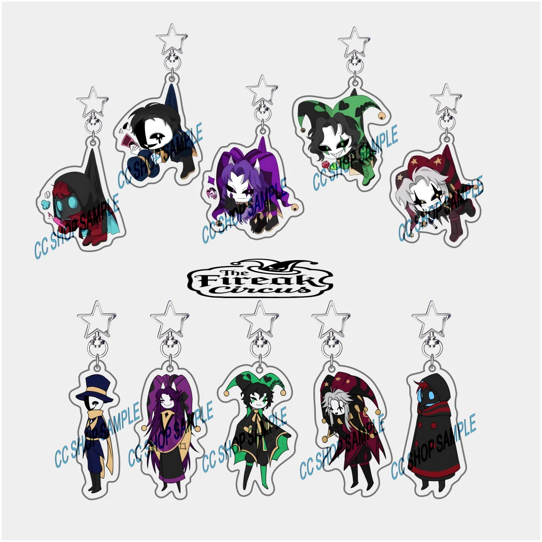 The Freak Circus Acrylic Stand Keychain Anime Game Character Pierrot Harlequin Cosplay Plate Bag Pendant Dark Fans Gift Charms