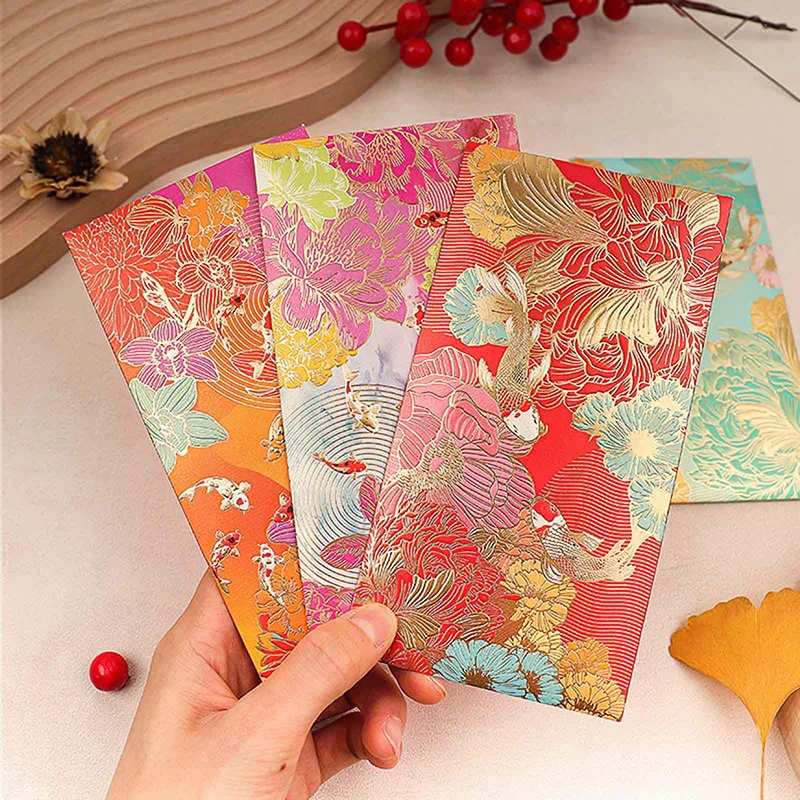 Universal 6pcs Red Envelope Creative Koi High-end Envelope Wallet Spring Festival Wedding Lucky Blessing Red Envelope