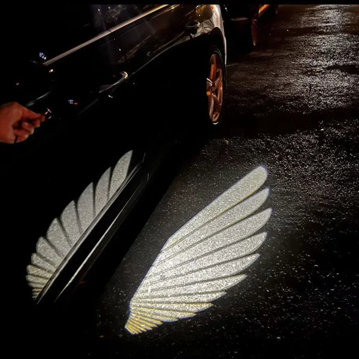 

2PCS car rearview mirror projection lamp Angel Wing welcome lamp LED lamp 2PCS rearview mirror Angel Wing carpet lighting