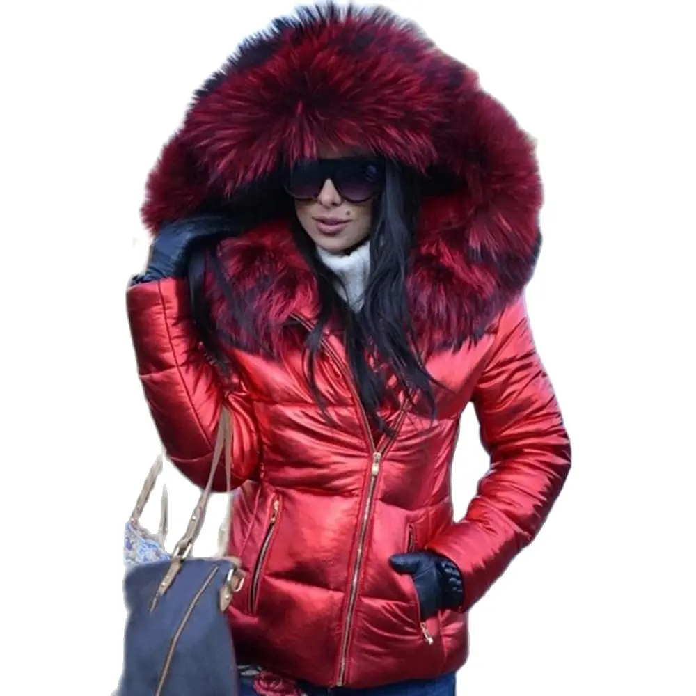 

Women Warm Jacket Winter Zipper Parka Coats Down Clothes Faux Fur Hood Pocket Parkas Jackets 가을 여성 의류