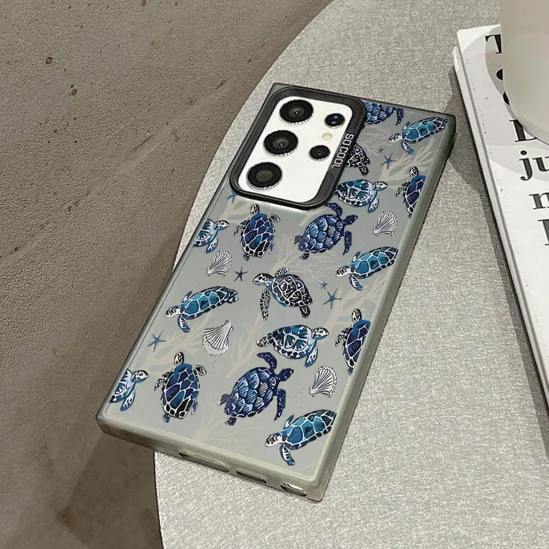 Marine Turtle Phone Case For Samsung S26 S25 S24 A57 A56 A37 A36 A17 A16 A07 A06 Ultra Plus Laser PC+TPU Cases Cover-H540P1