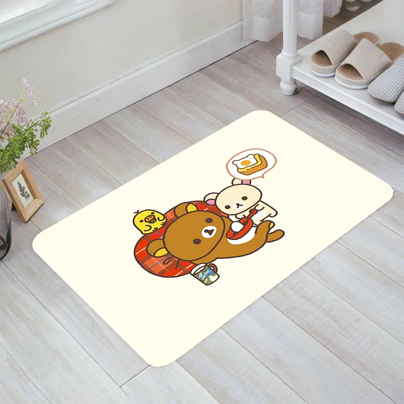 Cute R-Rilakkuma Floor Mat Doormat Entrance Door Carpets Room Mats Rugs Kitchen Carpet Home Balcony Foot Rug Bathroom Bath House