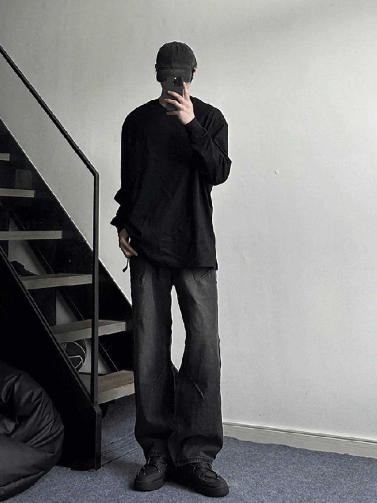 

American Retro Bla Jeans Men's Long Straight Leg Jeans High Waist Autumn Faionable Wide Leg Jeans for Taller Men