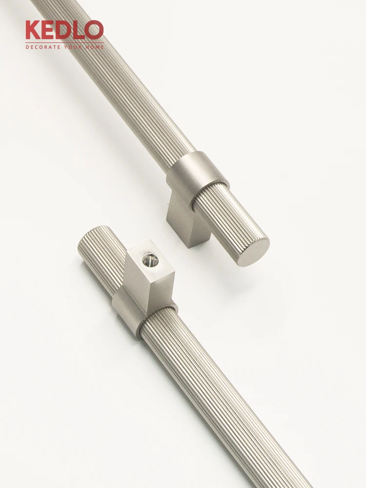 KEDLO Massivmessing-Griff, 500 mm lang, für Küchenschrank, Kühlschrank, Schranktür, Schublade, gebürsteter Nickelgriff – Detail 7