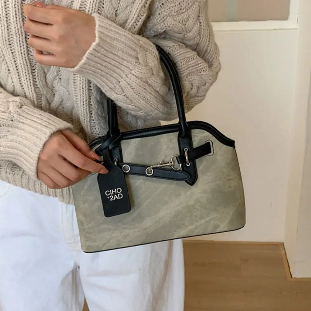 Mode Reine Farbe Gürtel Shell Handtasche Luxus Große Kapazität Retro Unterarm Tasche Schulter Tasche Koreanischen Stil Pendeln Tote Tasche Winter