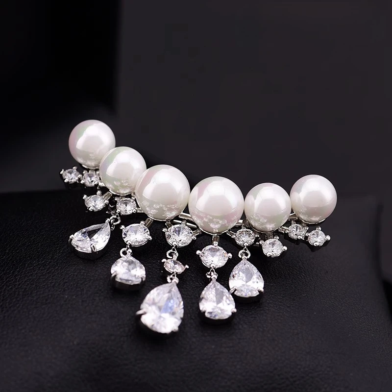 

Корейская и японская шикарная брошь с жемчугом и кисточками, элегантный роскошный значок на лацкан, фиксатор воротника от распахивания, корсаж для костюма, женские аксессуары