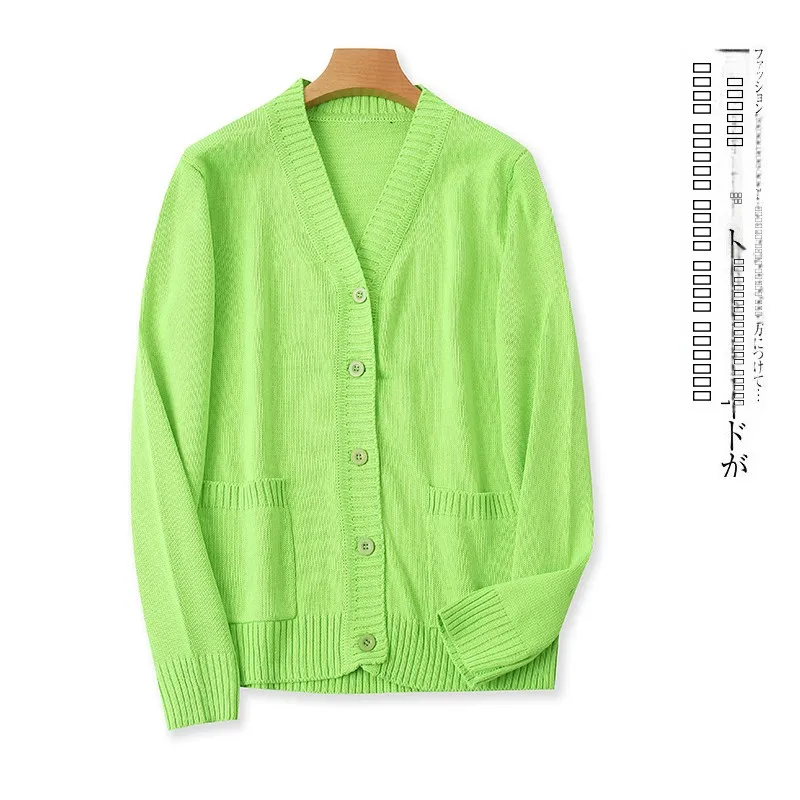 

Faionable V-Ne Long Sve Knitted Cardigan Women's Autumn Winter New Sle Versatile Single Button ket Sweater 25442