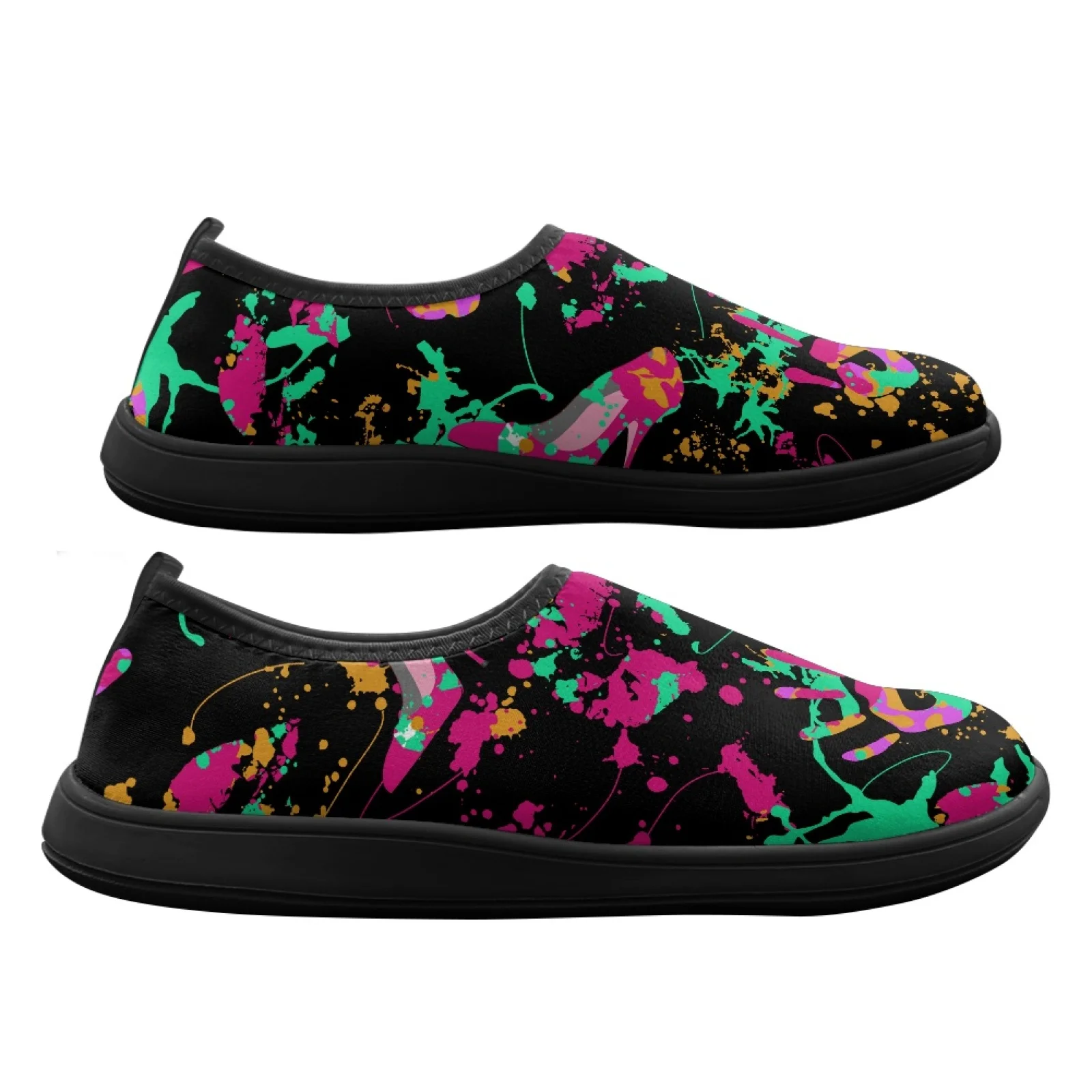 PENSTROLL Men Workout Gym Shoes Featuring Color Splash Print, Barefoot Flats with Wide Toe Box, Casual Flats for Daily Wear