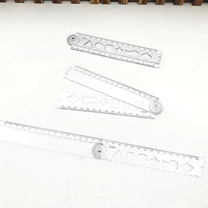 Y5LB Clear Foldable Plastic Ruler With Sliding Cutting Edgeds For Accurate Paper Trimming Office School Art Projects