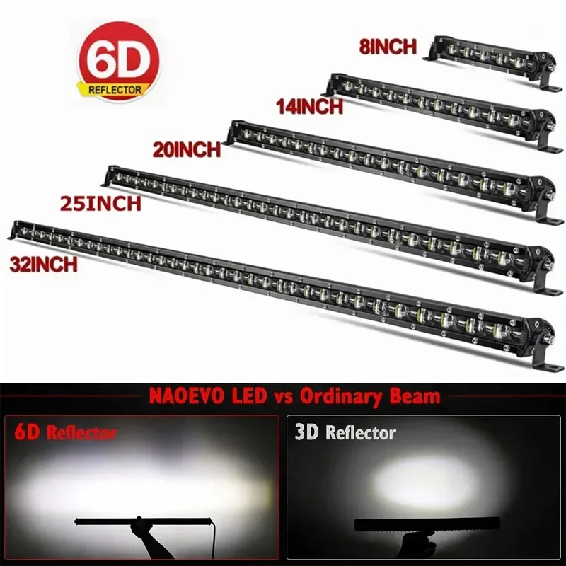 Ultra Slim 8 Inch LED Light Bar Spot Off Road 4x4 LED Work Light Bar For Jeep Truck ATV SUV Car LED Headlight 12V 24V