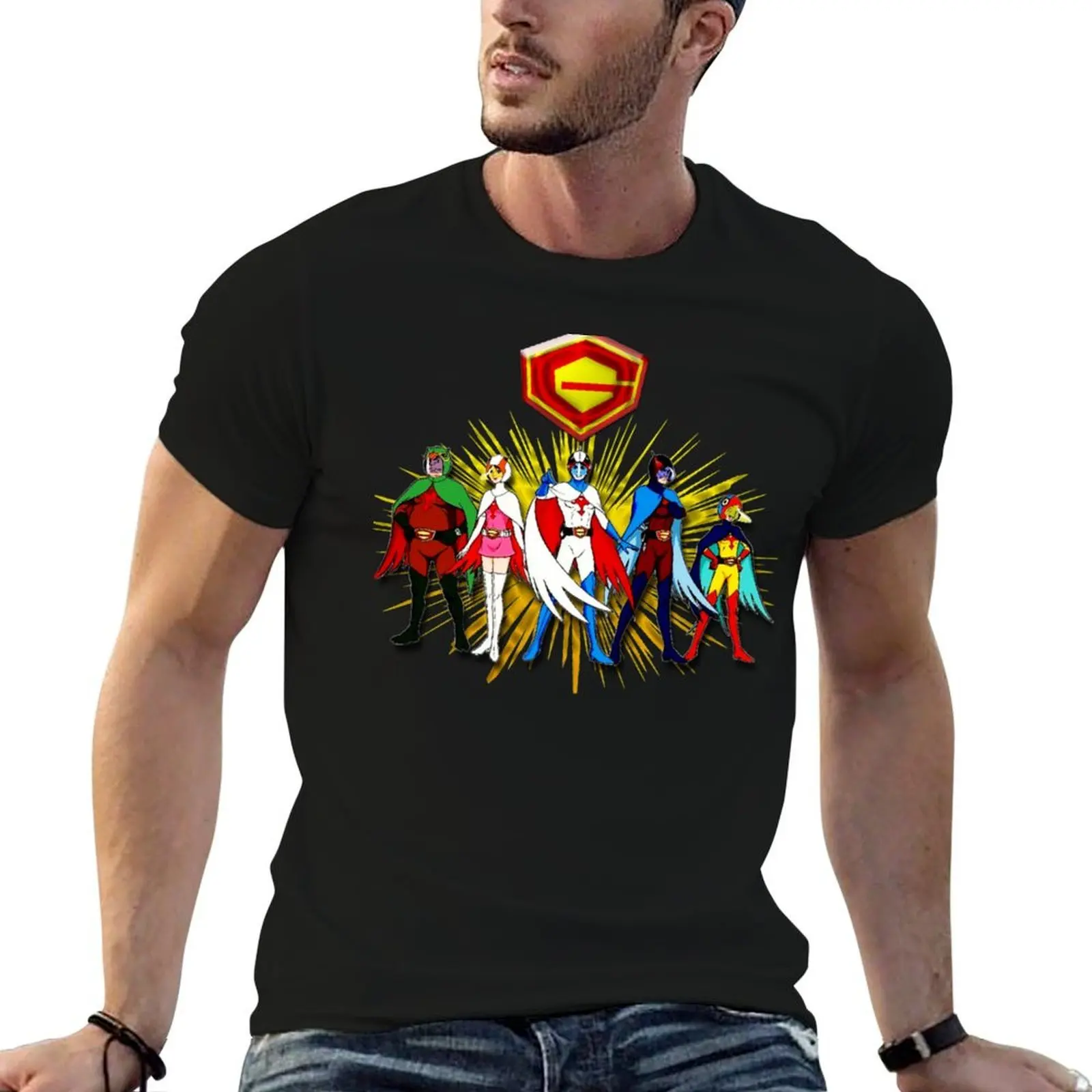 The whole Battle Of The Planets Gatchaman Team T-Shirt topping vintage anime shirt mens t shirts