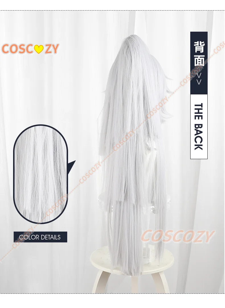 Erdos Helia Cosplay Pruik Honkai Impact 3rd Erdos Helia 75 cm Lange Zilver Witte Paardenstaart Pruik Hittebestendige Synthetisch Haar