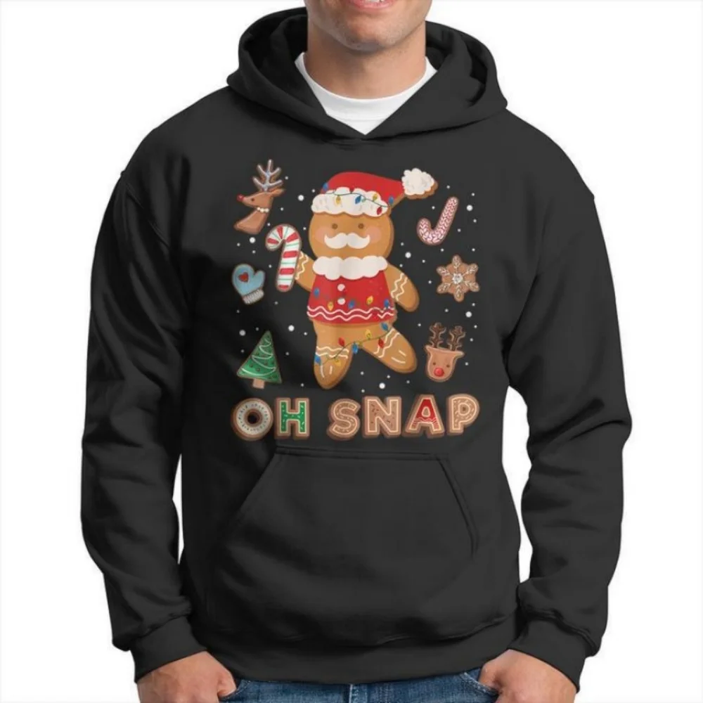 

Santa Claus Graphic Hoodie For Men Christmas Gingerbread Man 3D Print Sweatshirt Autumn Casual Pullover Long Sleeve Hoodies Tops