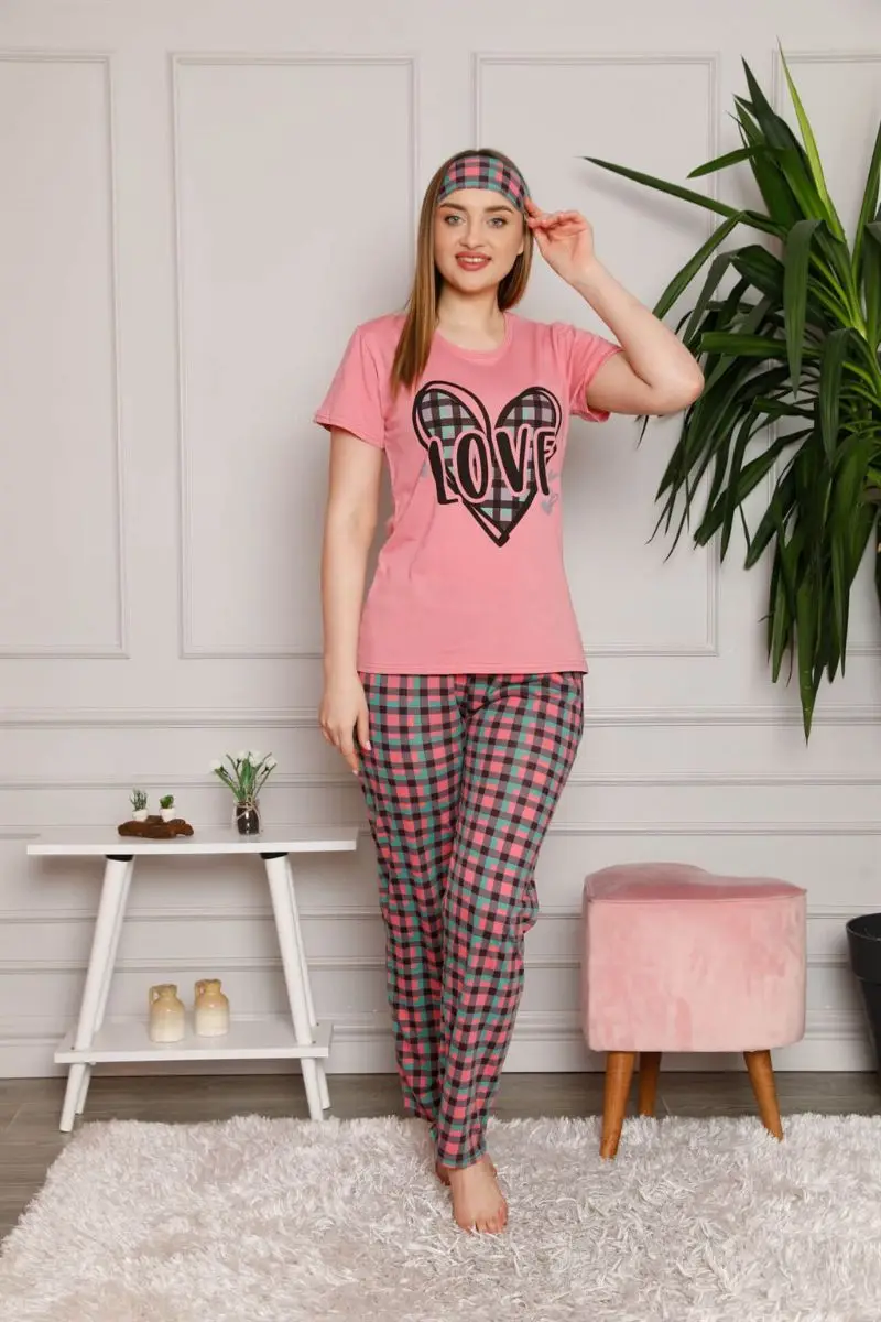 Moda line mujer 100 algodón 3 piezas bata pijama traje