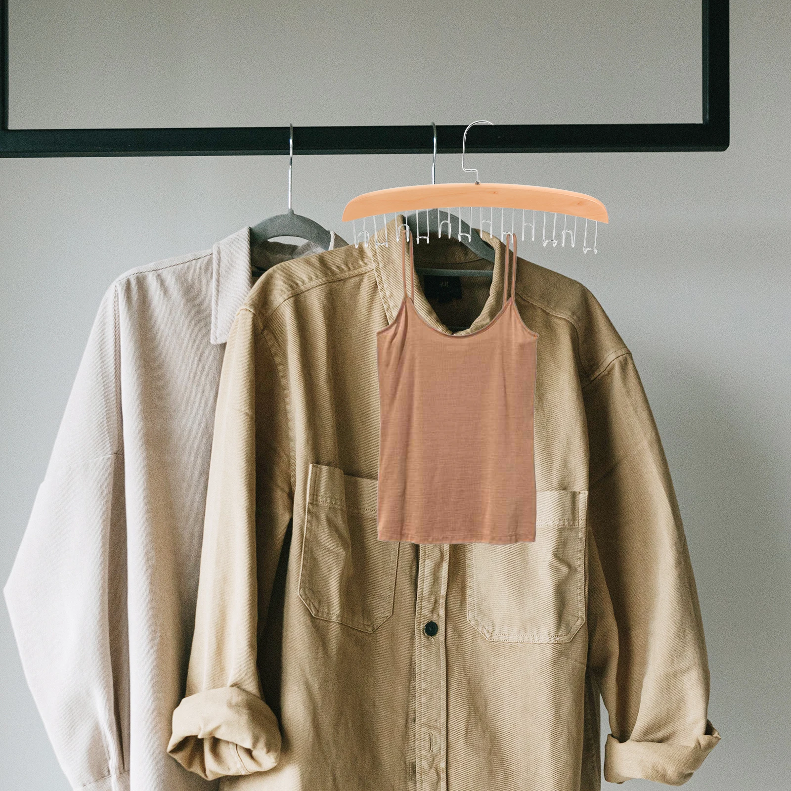 

Bra Hanger Closet Organizer Iron Wood Hook Space Saving Closet Hanger for Bras Vest Storage Underwear Organizer