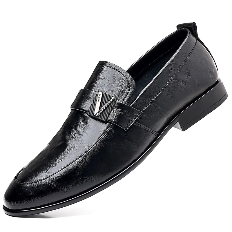 Classic Leather Shoes for Men Slip on Pointed Toe Oxfords Formal Wedding Party Office Business Casual Dress Shoes for Male