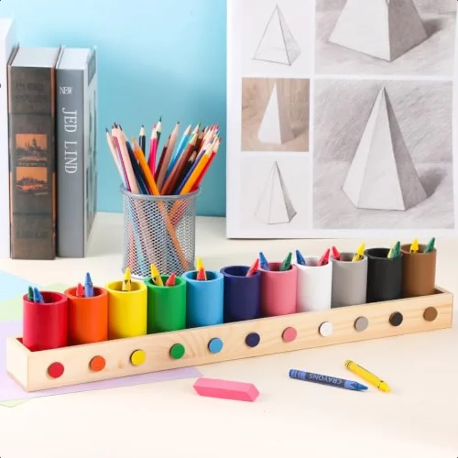 나무 색연필 홀더 펜 컨테이너 마커 주최자 교실 사무실 학교 문구 용 크레용 홀더 주최자