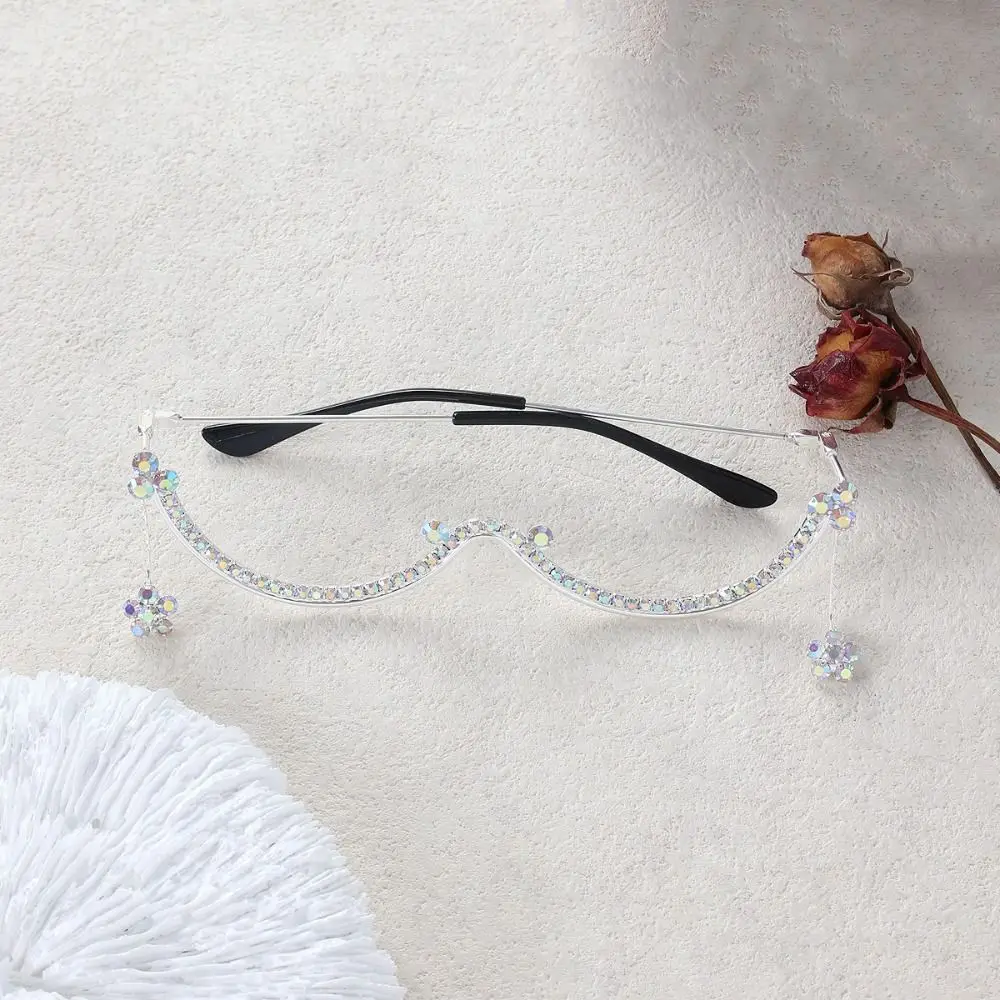 Sparkling Rhinestone Glasses Frames Y2k Metal Trendy Eyeglass Frame Light Luxury Exquisite Rhinestone Mask Jewelry Banquet