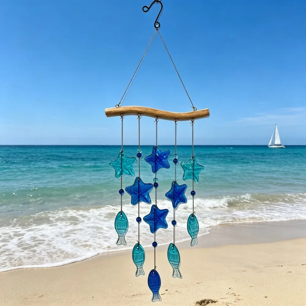 Coastal Marine Animal Glass Suncatcher Colorful Starfish Fish Pendant Rainbow Light For Indoor Outdoor Use