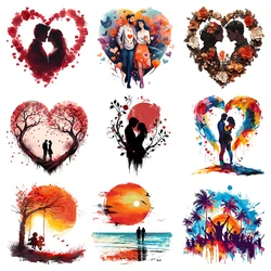 22cm Fashion Beach Music Festival Love Heat Transfer Printing DTF Stickers DIY Couple Clothes Ironing Patch
