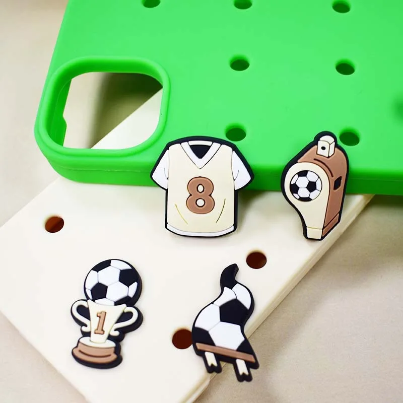 1-12Pcs Sport Football Star Hat Flag Pvc Shoes Buckle Charms Clog Decorations Sandals Shoes Accessories Diy Men Phonecase Gift