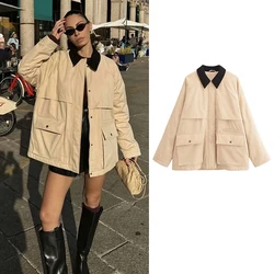 TRAF Autumn Jacket & Coat Women's 2024 New Chic Loose Thick Warm Women's Jacket Street Elegant Fashion Youth Outerwear & Coat