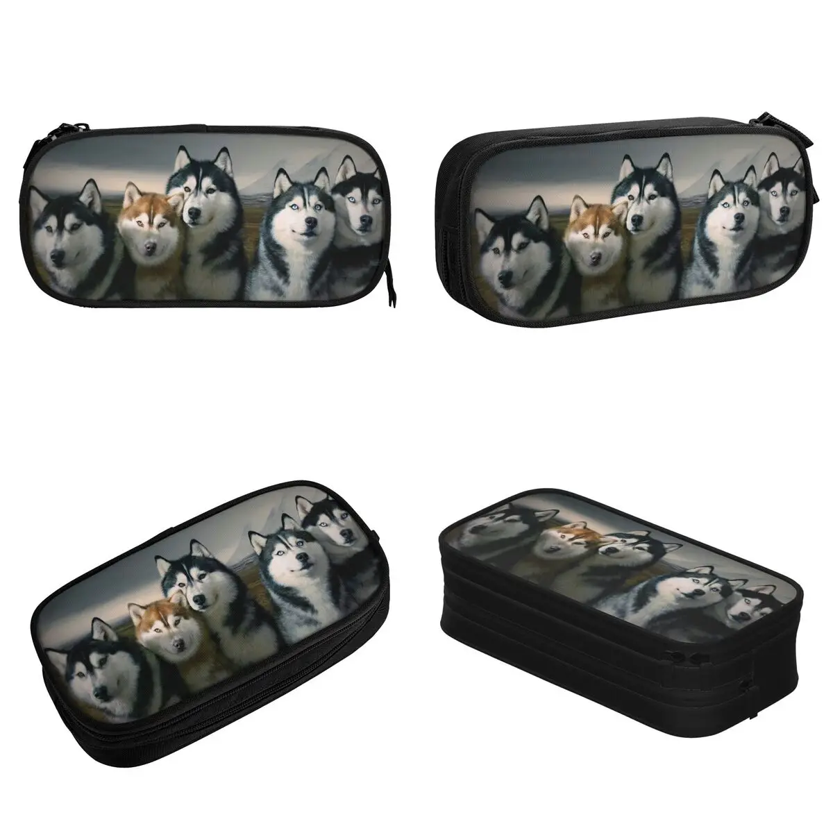 Imagem -02 - Siberiano Husky Lápis Case Caneta Bolsa Estudante Grande Capacidade Estudantes Escola Cosméticos Pencilcases