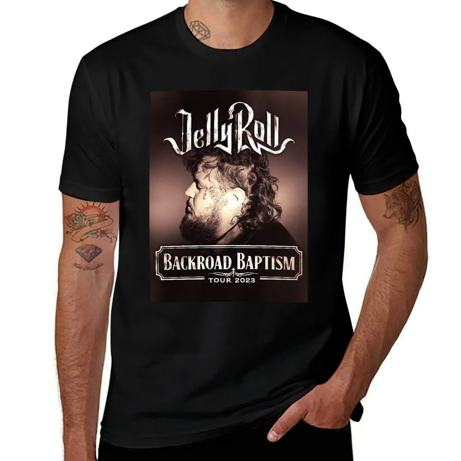 Backroad Baptism Tour, Jelly Roll Tour, Jelly Roll T-Shirt cotton man t-shirts clothes tee shirts for men