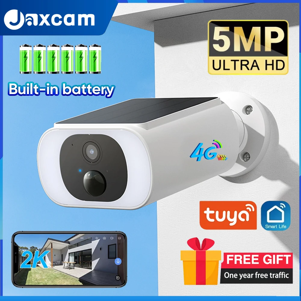 

5MP Tuya 4G SIM Card Lifetime Solar Camera Battery Powered Outdoor 2K PIR Humanoid Detection Security Bullet Cameras