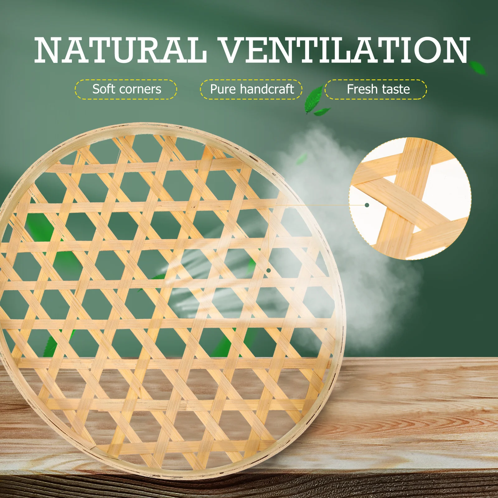 

3Pcs Round Bamboo Sieves Handmade Weaving Basket Household Food Tray Storage Holder Snack Fruit Container Bamboo Weaving Sieve