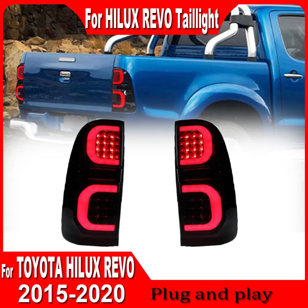 2pcs Car Taillight With Running Light For Hilux Revo 2015 2016 2017 2018 2019 2020 SR5 M70 M80 Auto LED Rear Lamp Accessories