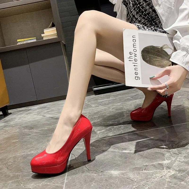 2024 Spring/Summer/Autumn New Single Shoes Round Toe Light Mouth Naked Color Women's Versatile Sexy Thin Heel High Heels