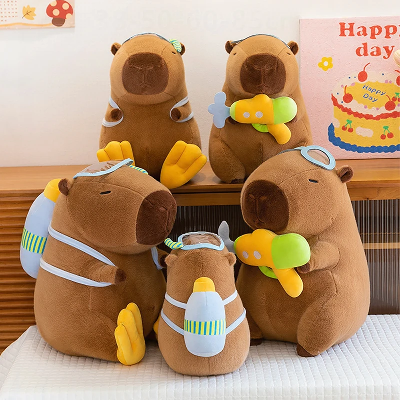 Capybara en peluche pistolet à eau sac à dos pyjamas plongeur jouet pour enfants anniversaire cadeau de noël en peluche peluche poupée attraper Machine prix